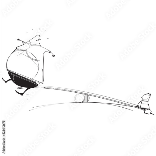 Fat man and small man on Absurd See