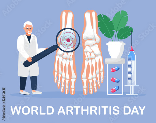 World arthritis day in October concept vector. Doctor treat rheumatism, osteoarthritis.