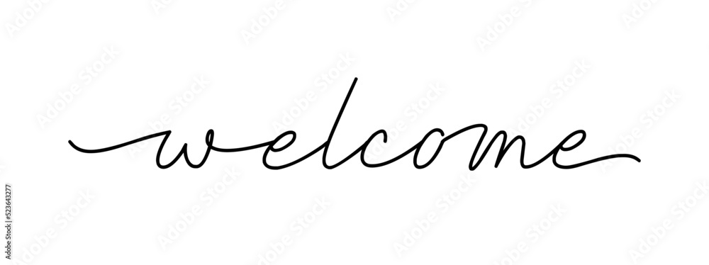 welcome - vector black ink lettering isolated on white background ...