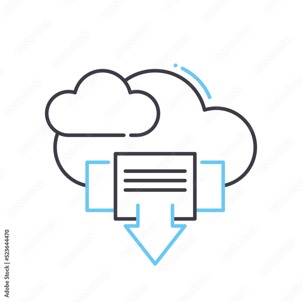 cloud download process line icon, outline symbol, vector illustration, concept sign cloud download process line icon, outline symbol, vector illustration, concept sign