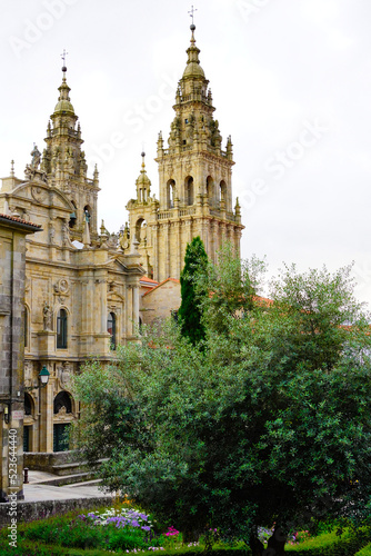 Santiago de Compostela cathedral looking from plaza da inmaculada , Galicia, Spain