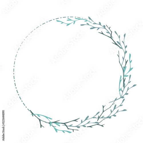 A wreath of branches, an elegant vector frame for text, a floral ornament, an element for the design of postcards, invitations and greetings.
