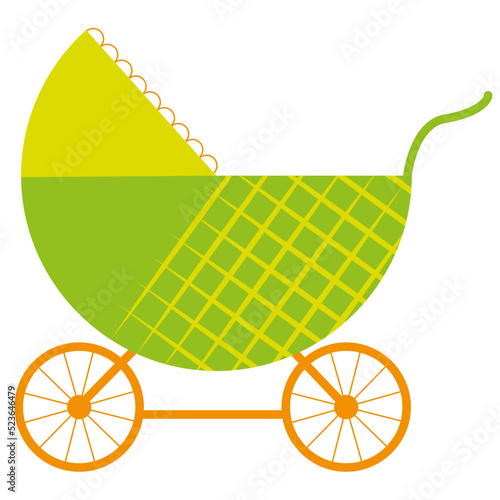 wózek dla dzieci dziecięcy bebe bobas lalka koła zielony clipart