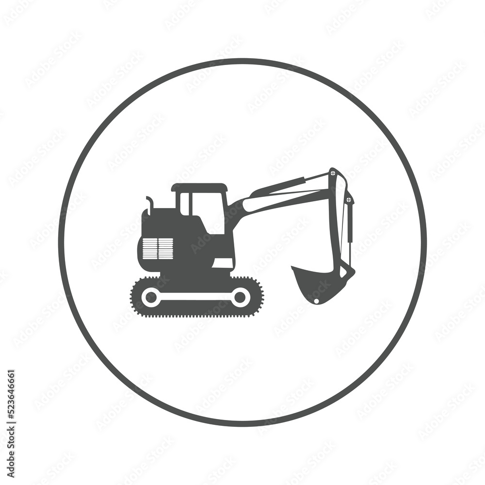 Naklejka premium Industry construction digger icon | Circle version icon |