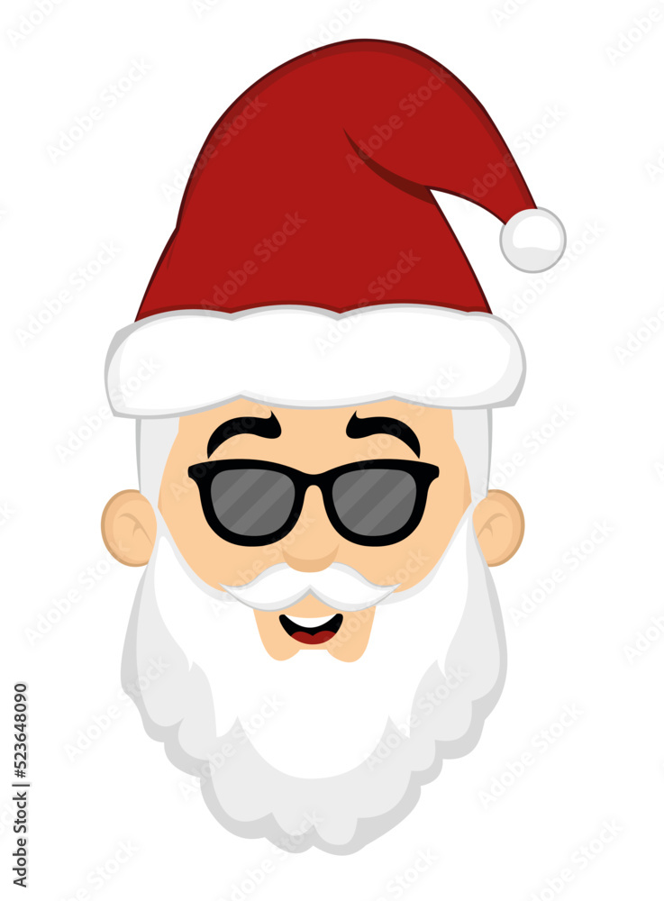 Vector illustration of the face of a cartoon santa claus with sunglasses Vector illustration of the face of a cartoon santa claus with sunglasses