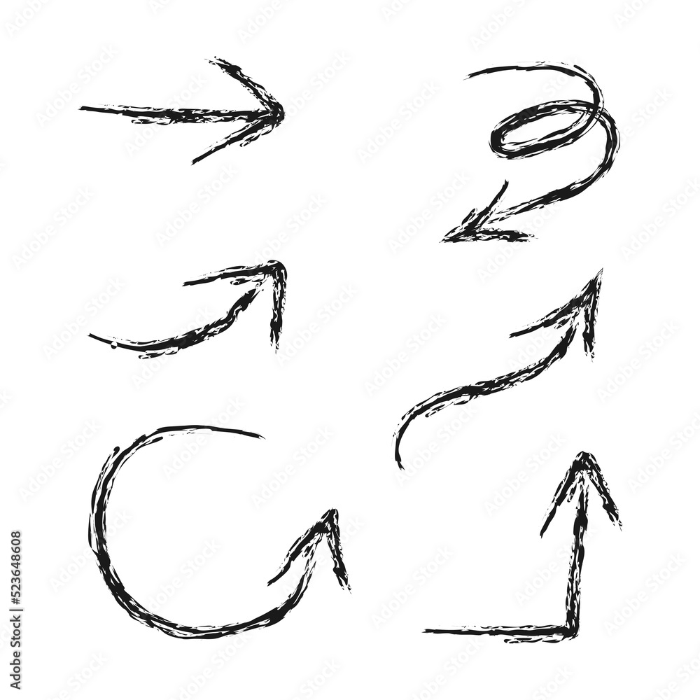 Arrow of Japanese style brush with Grange texture, vector