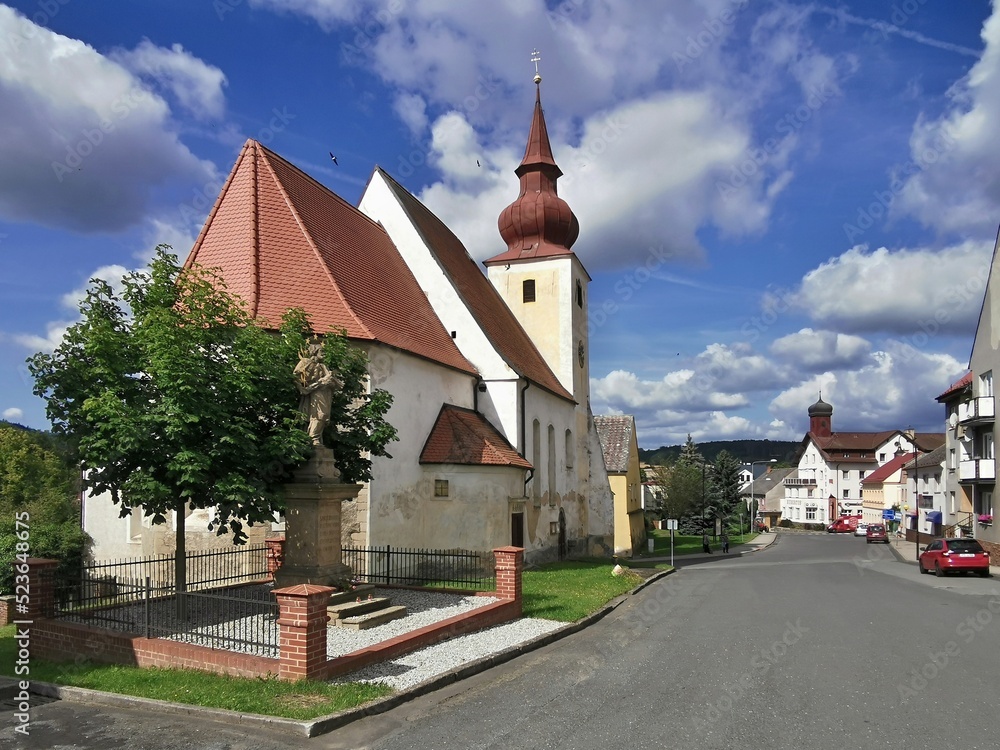 Fototapeta premium church on the square in the town of Pobezovice