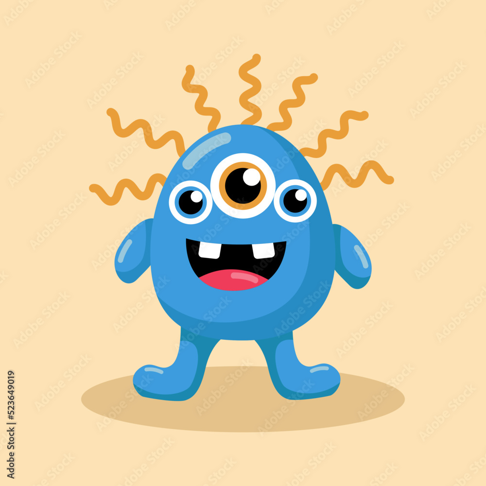 Blue monster halloween vector illustration.