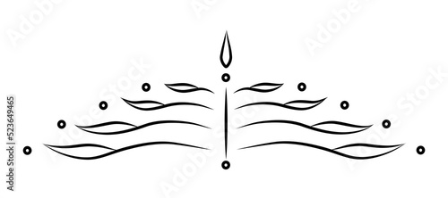 Elegant vector ornament, black and white image on a white background. Isolated elements for the design of tattoos, postcards and texts.