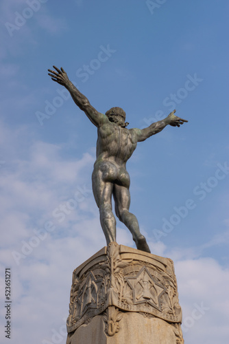 statue of a naked man with open arms  Po  os de Caldas  State of Minas Gerais - MG  Braz