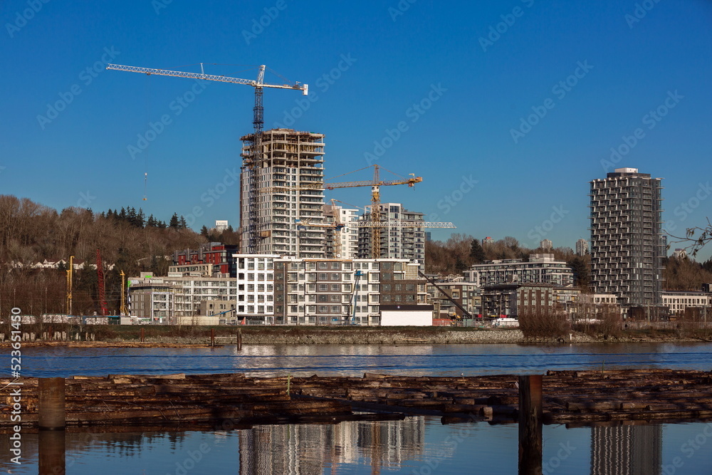 Construction of a New Residential Area on the Banks of the Fraser River and marina in Vancouver City
