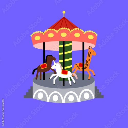carousel flat vector child illustration 
