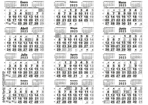 2023 calendario santos lunas España