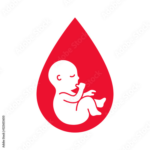 Fetus baby inside blood drop vector illustration