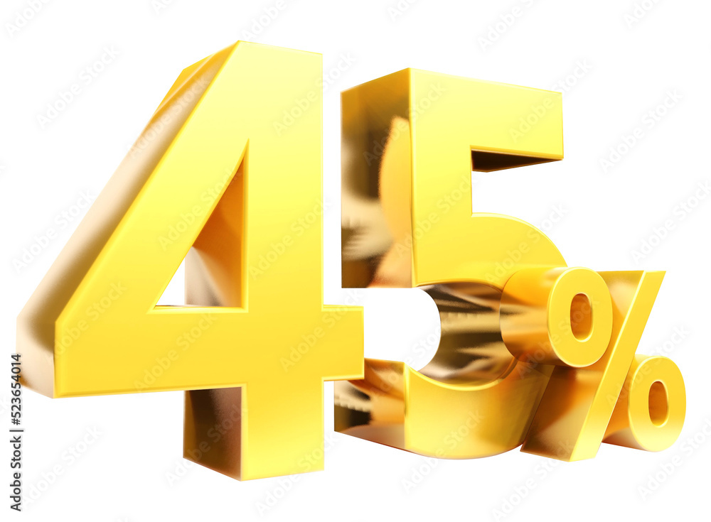 45% Golden symbol , 3D render