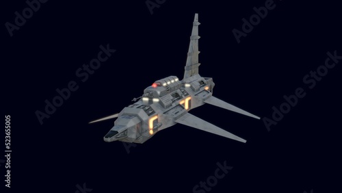 Foto 3D-illustration of an alien science fiction starship
