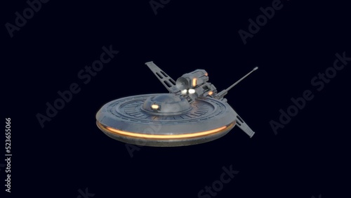 Foto 3D-illustration of an alien science fiction starship