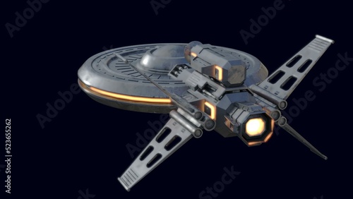 Slika na platnu 3D-illustration of an alien science fiction starship