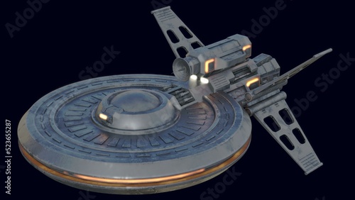 Photographie 3D-illustration of an alien science fiction starship