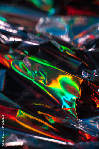 Chromatic foil rainbow iridescent colorful metallic neon texture