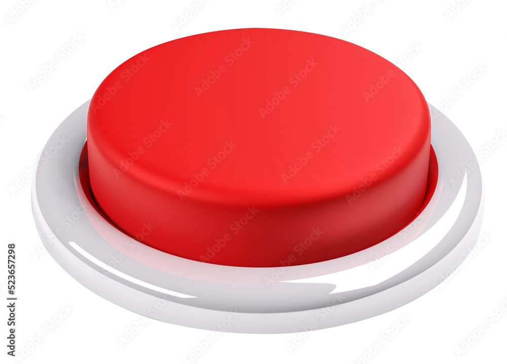 Red button isolate backbround , 3D render - obrazy, fototapety, plakaty 