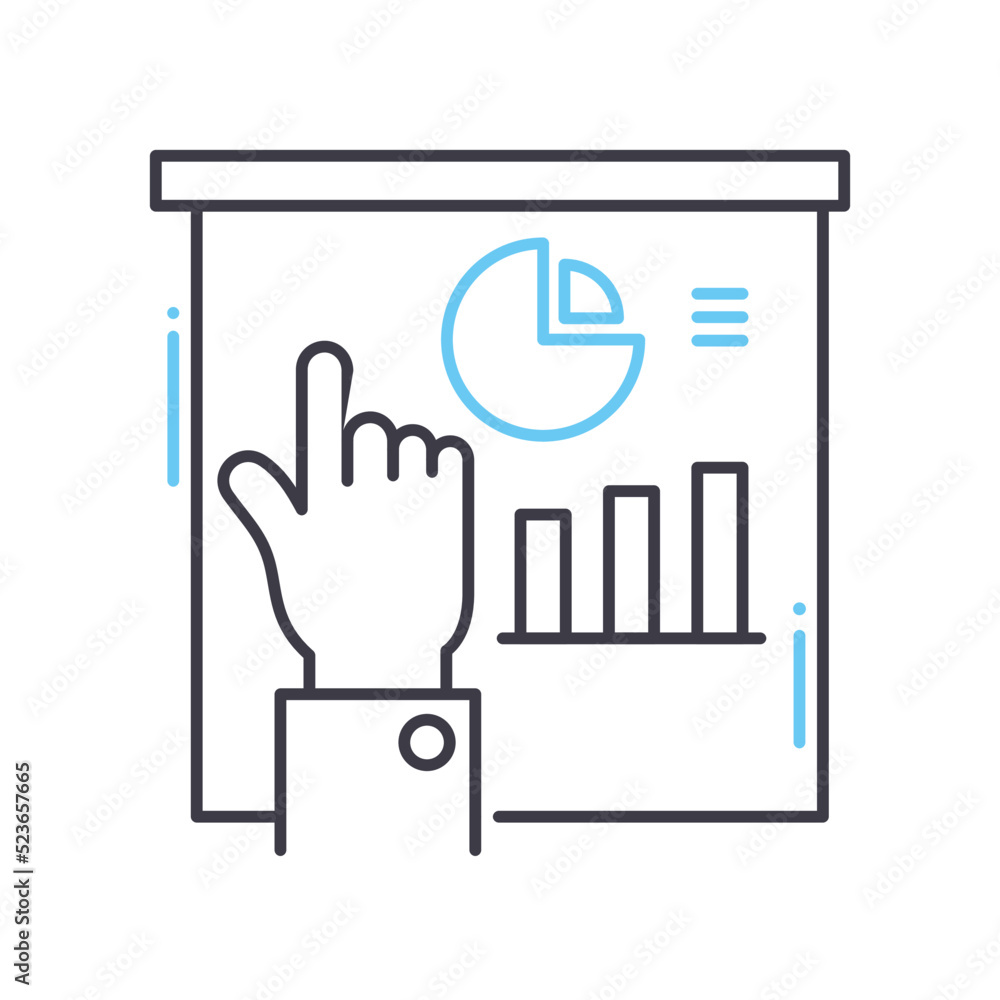 data presentation line icon, outline symbol, vector illustration, concept sign data presentation line icon, outline symbol, vector illustration, concept sign
