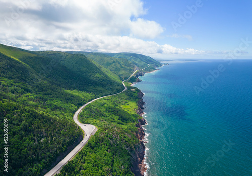 Winding mountain road along the coast