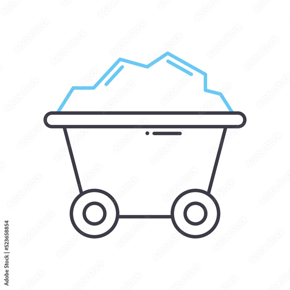 coal mining line icon, outline symbol, vector illustration, concept sign coal mining line icon, outline symbol, vector illustration, concept sign