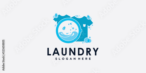 laundry washing machine logo with creative concept for you laundry businees icon
