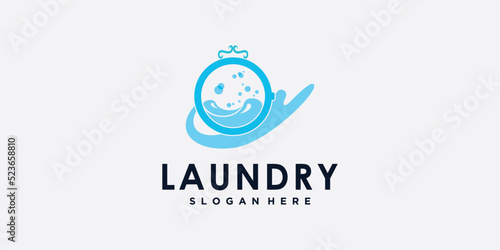 laundry washing machine logo with creative concept for you laundry businees icon