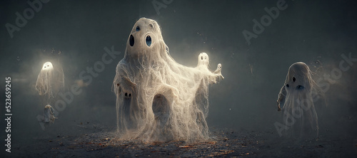 Fotografia A giant ghost emerged from another dimension and reache Digital Art Illustration