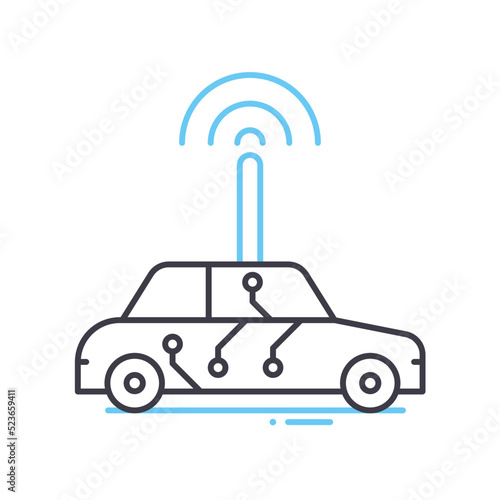 driverless car line icon, outline symbol, vector illustration, concept sign
