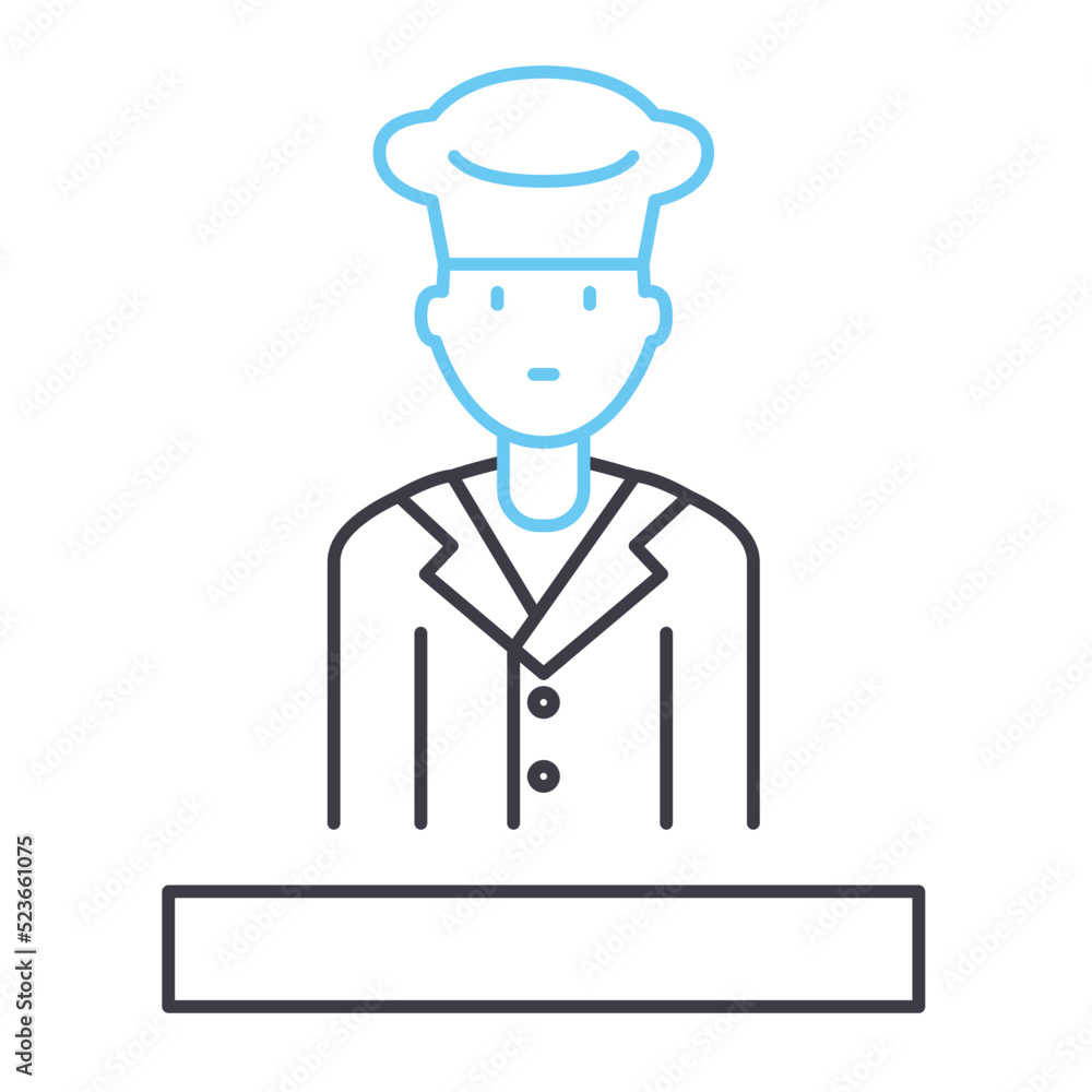 chef cook avatar line icon, outline symbol, vector illustration, concept sign chef cook avatar line icon, outline symbol, vector illustration, concept sign