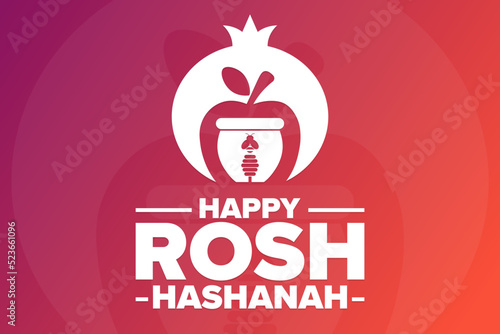 Happy Rosh Hashanah. Holiday concept. Template for background, banner, card, poster with text inscription. Vector EPS10 illustration. photo