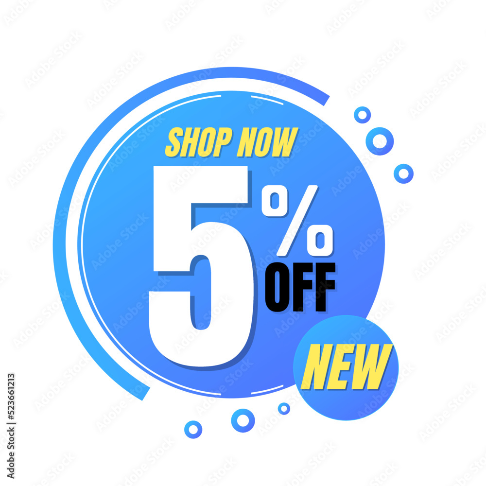 5% off, shop now, super discount with abstract blue and yellow sale design, vector illustration.percent offer, Five 5% off, shop now, super discount with abstract blue and yellow sale design, vector illustration.percent offer, Five
