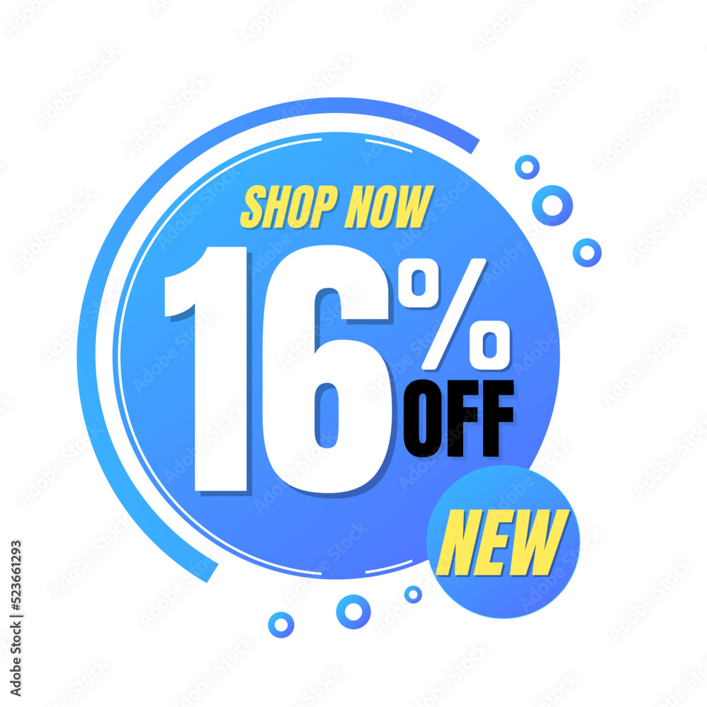 16% off, shop now, super discount with abstract blue and yellow sale design, vector illustration.percent offer, Sixteen 16% off, shop now, super discount with abstract blue and yellow sale design, vector illustration.percent offer, Sixteen