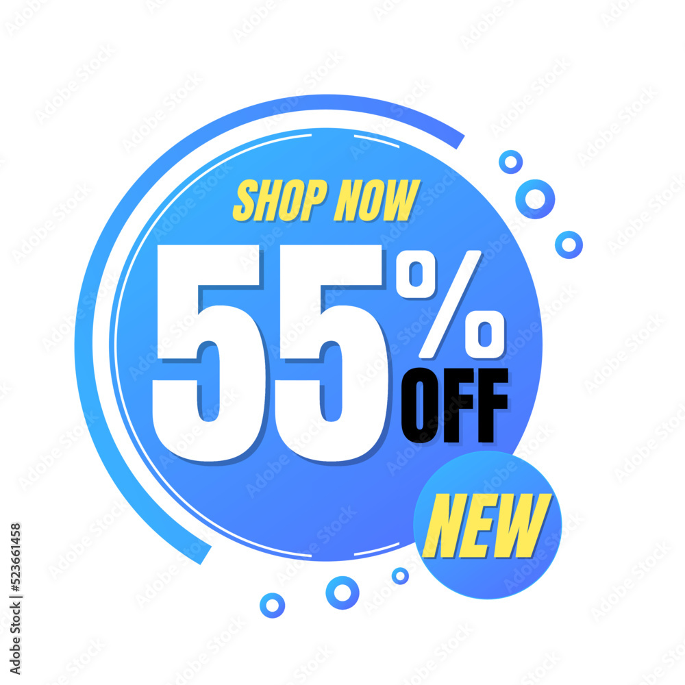 55% off, shop now, super discount with abstract blue and yellow sale design, vector illustration.percent offer, Fifty-five 55% off, shop now, super discount with abstract blue and yellow sale design, vector illustration.percent offer, Fifty-five