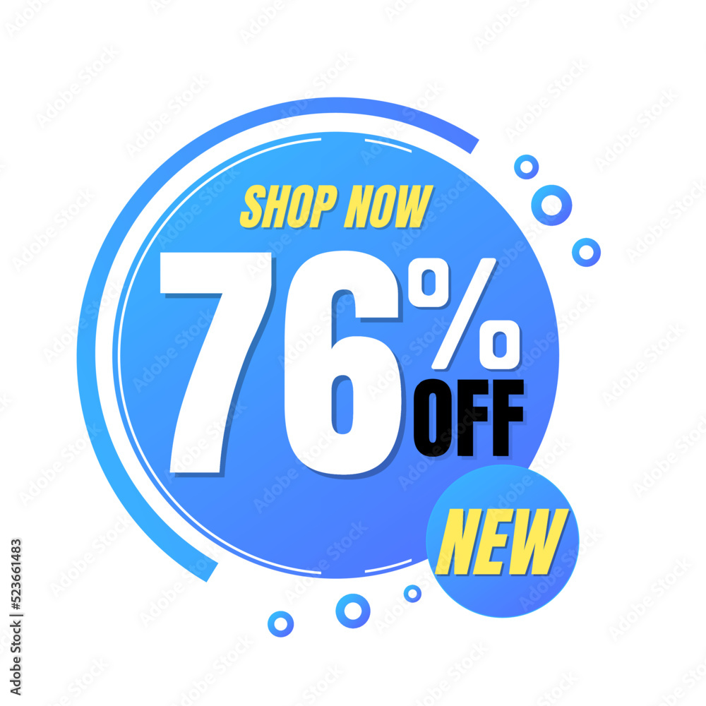 76% off, shop now, super discount with abstract blue and yellow sale design, vector illustration.percent offer, Seventy-six 76% off, shop now, super discount with abstract blue and yellow sale design, vector illustration.percent offer, Seventy-six