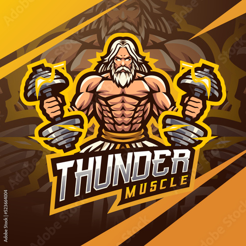 Zeus thunder musle mascot logo photo