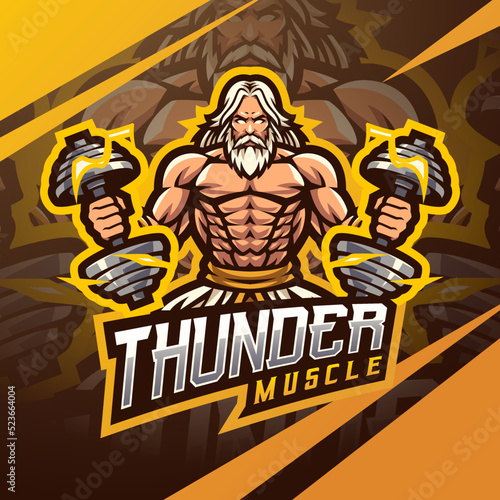 Zeus thunder musle mascot logo