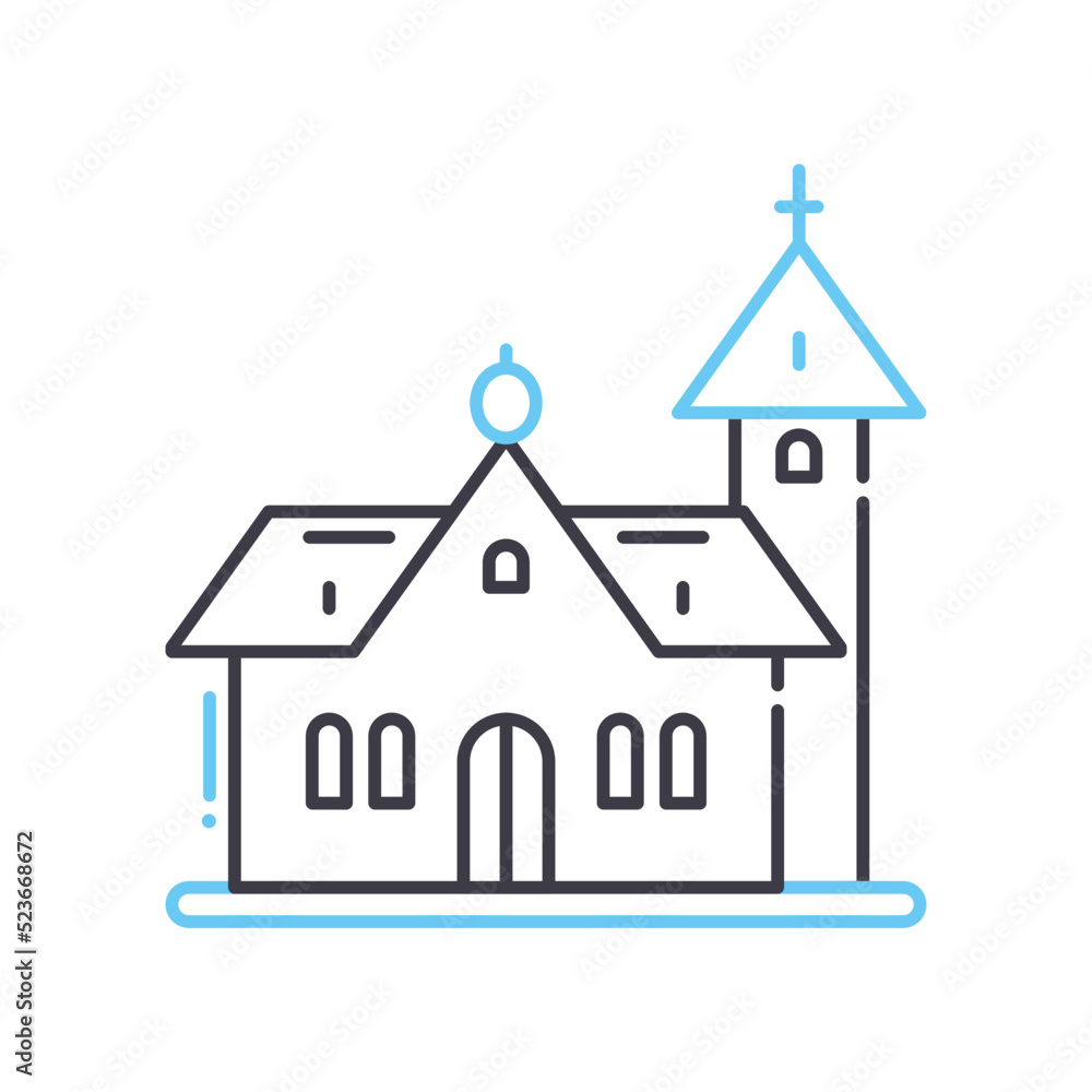 chapel and church line icon, outline symbol, vector illustration, concept sign chapel and church line icon, outline symbol, vector illustration, concept sign