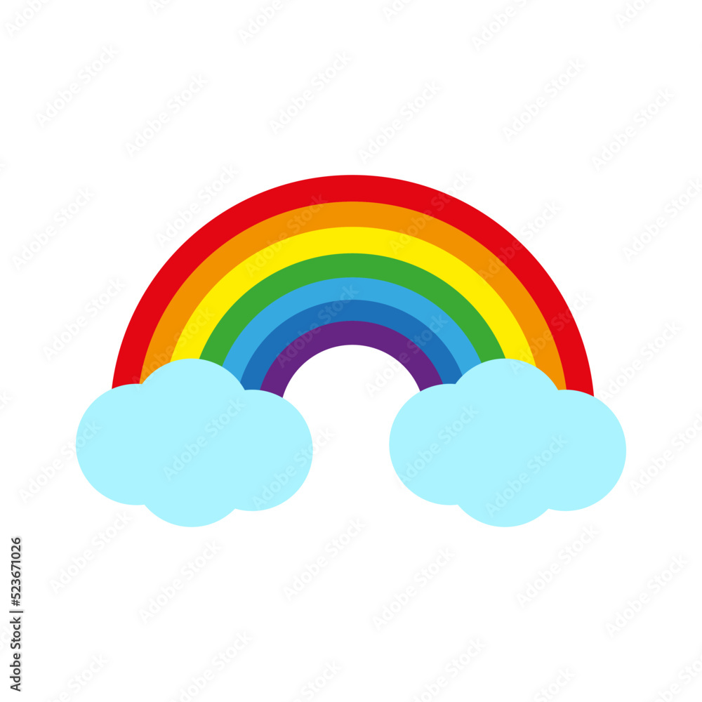 Cartoon rainbow. Cloud icon. Vector illustration. Stock image. Cartoon rainbow. Cloud icon. Vector illustration. Stock image.