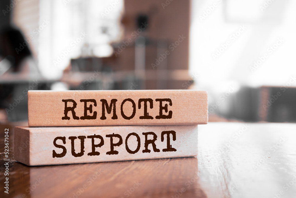 Wooden blocks with words 'Remote Support'. Wooden blocks with words 'Remote Support'.