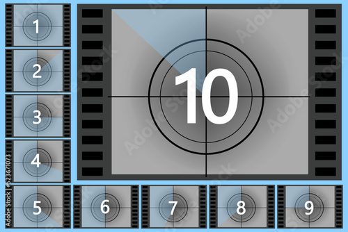 Old movies timer counter. Vector illustration. Stock image. 