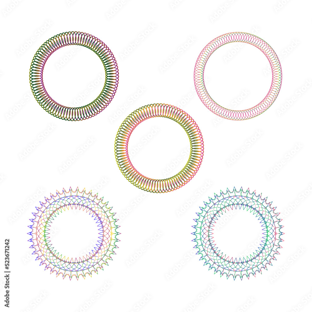 Spiral circles. Circle frame set. Geometric element. Vector illustration. Stock image. Spiral circles. Circle frame set. Geometric element. Vector illustration. Stock image.