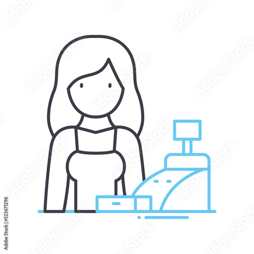 cashier line icon, outline symbol, vector illustration, concept sign