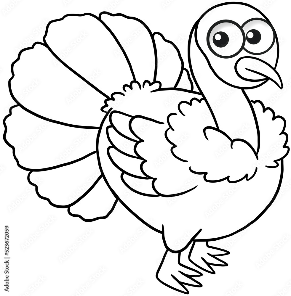 cute cartoon poultry wings animal turkey for coloring Stock