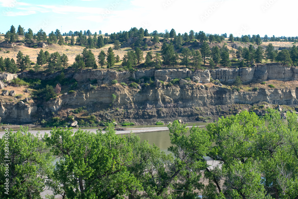 The Yellowstone River in Montana at Pompey's Pillar The Yellowstone River in Montana at Pompey's Pillar