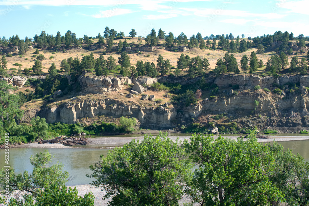 The Yellowstone River in Montana at Pompey's Pillar