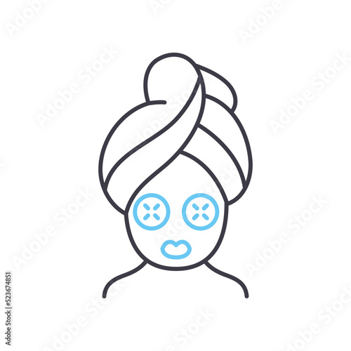 facial treatment line icon, outline symbol, vector illustration, concept sign